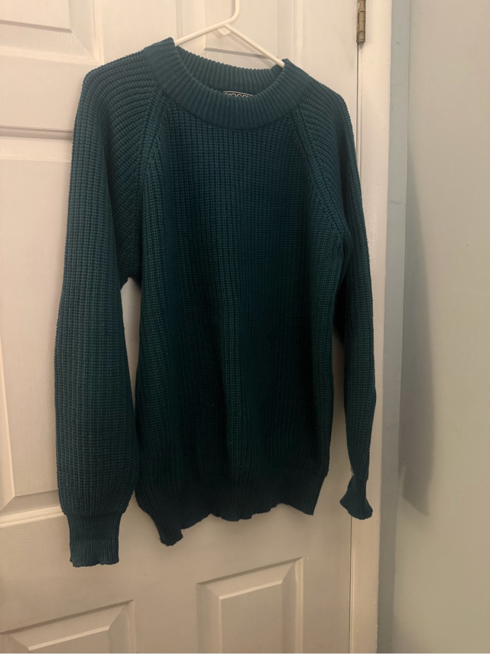 Vintage Sasson Men’s L Green Chunky Knit Crewneck Sweater 90s